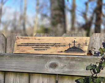 Handmade Wooden Sign - Ephesians 2:8-9 Bible Verse (14.5&quot;x3.5&quot;)