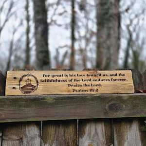 Handmade Wooden Sign - Psalm 117:2 Bible Verse (19.5&quot;x3.75&quot;)