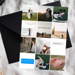 IG Photo Collage Wedding Save The Date Template Editable Modern Photo Booth Save The Date Printable Polaroid Photo Save Date Postcard#6 2MW1
