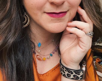 Candy Rainbow Chain Necklace // candy gemstones // rainbow necklace // colorful beads