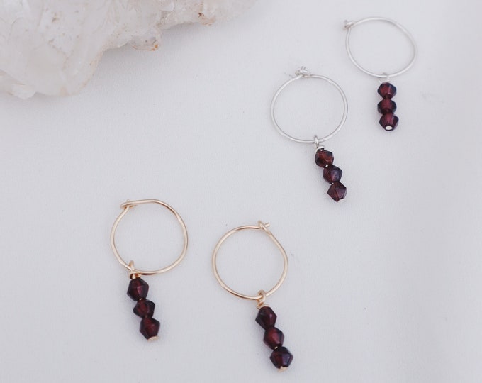 Mini Hoop Earrings: Handmade Quartz Crystal Gemstone Jewelry