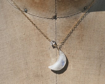 Crescent Moonstone Necklace // Create Your Own // moon phase // Eclipse Gemstone Necklace // Bridesmaid Gift // moonstone jewelry