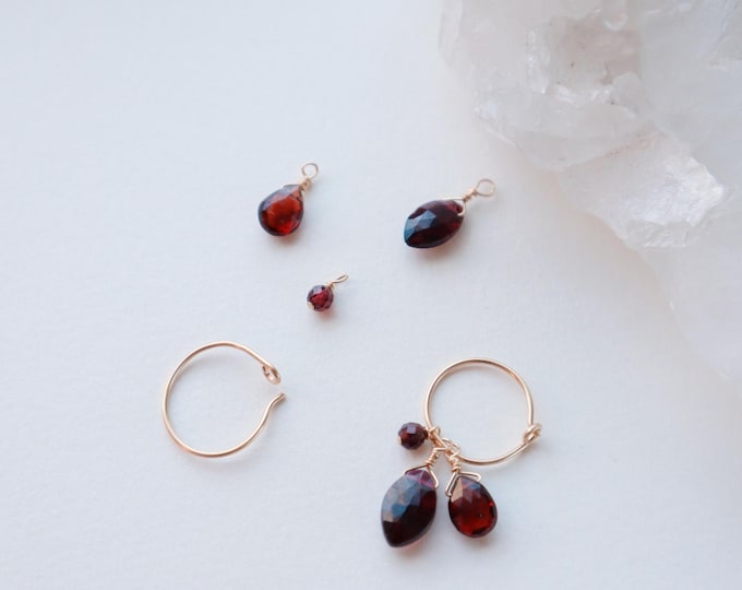 Garnet Three-Way Endless Hoop Earrings