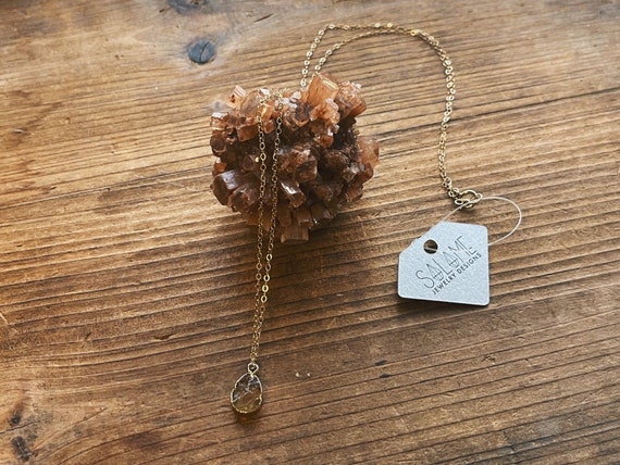 Citrine Jewelry // Citrine Drop Necklace // Simple Citrine Jewelry // Citrine Necklace // Cirtine Crystal Necklace // Citrine Gemstone