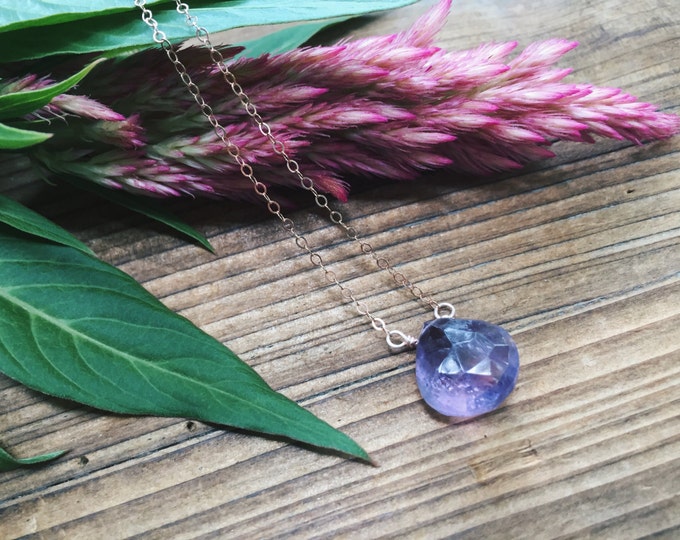 Amethyst Gemstone Drop Necklace // Create Your Own // Gift February Birthstone // One of A Kind Wrapped  // Jewelry Rana Salame