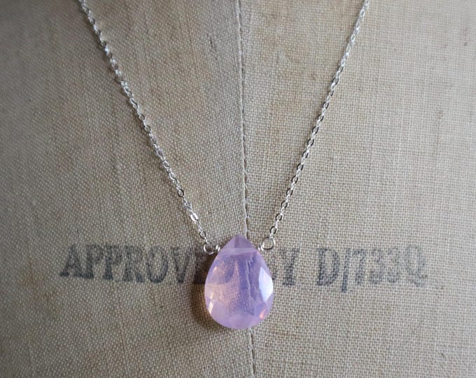 Lavender Quartz Teardrop Necklace