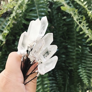 Quartz Hairpins // Gemstone Hairpins // Crystal Crown Hairpins // Quartz Crown // Gold or Silver // Two Hairpins // Unique Wedding Hair