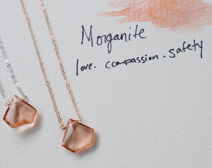 Morganite Diamond Cut Necklace // Create Your Own //  Morganite Gemstone // Peach Diamond // Peaches // Morganite Necklace