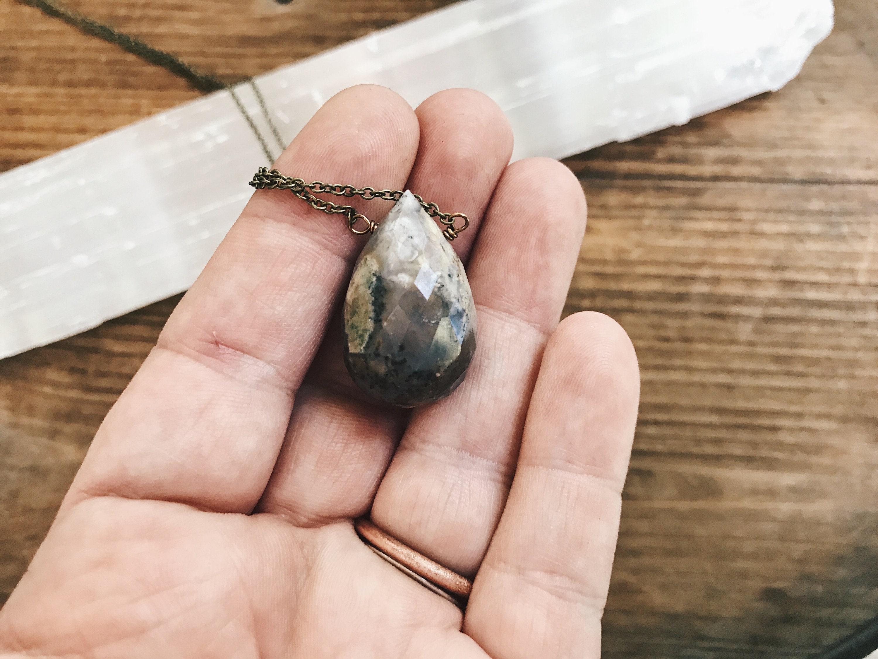 Dendritic Agate Necklace // Agate Necklace // Drusy Necklace // Agate