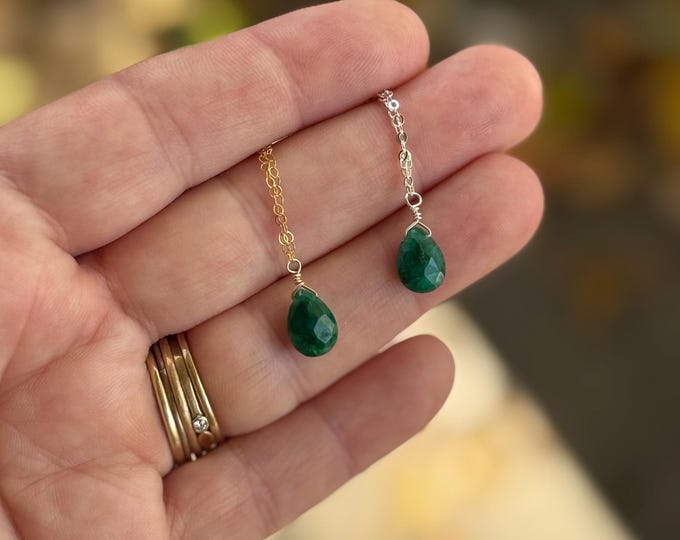 Small Aventurine Teardrop Necklace
