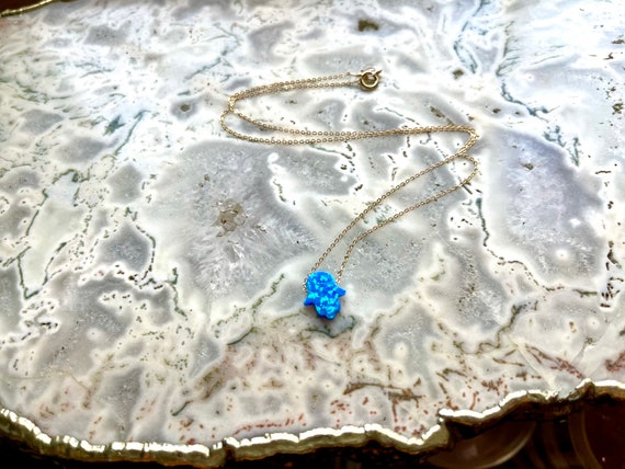 Opal Hamsa Necklace // Hamsa Opal Gemstone Necklace // Evil Eye Necklace // Hand Necklace // Hamsa Jewelry // Lebanese // Salame Jewelry