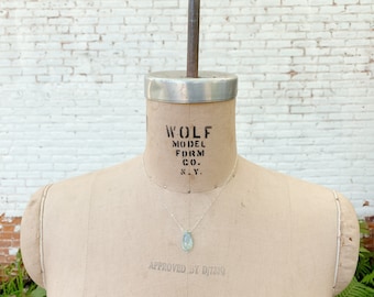 Moss Aquamarine Gemstone Necklace: 14k Gold Filled Wire Wrapped