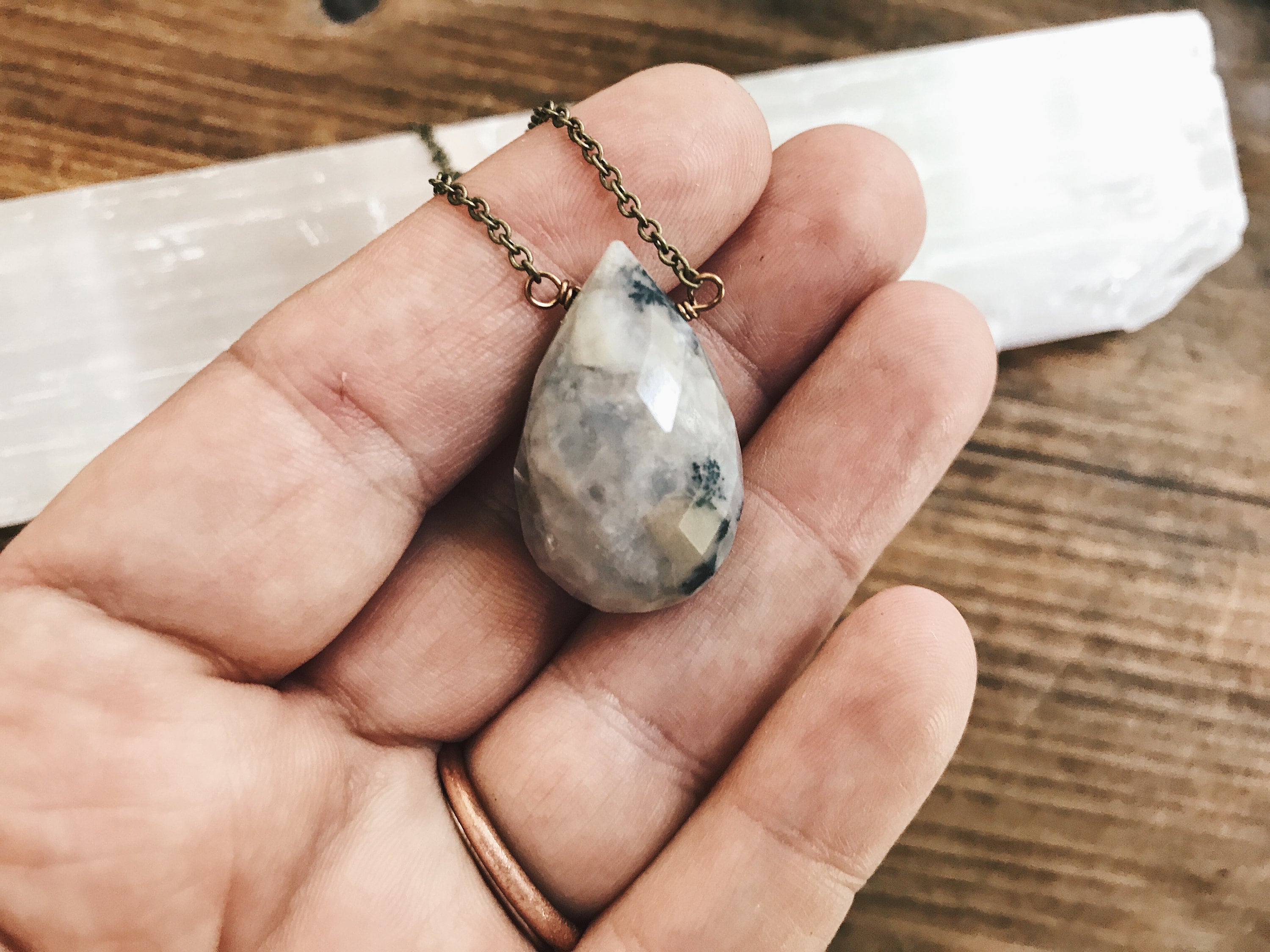 Dendritic Agate Necklace // Agate Necklace // Drusy Necklace // Agate