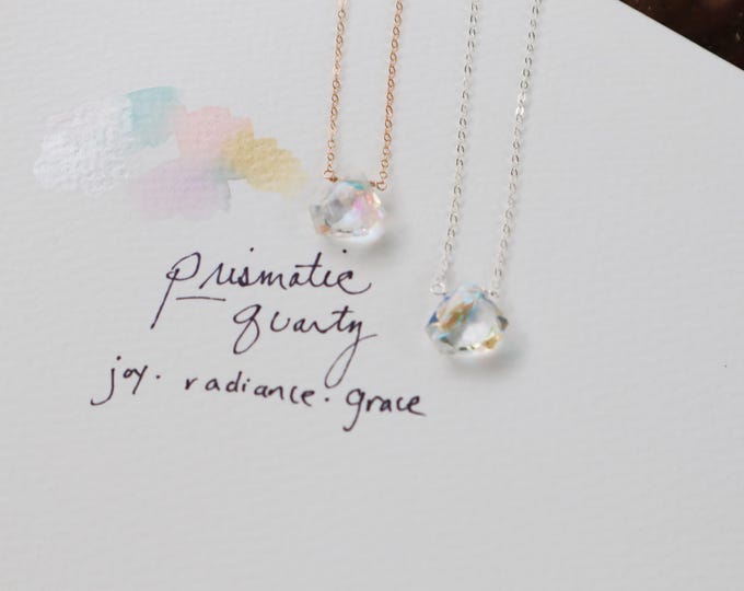 Prismatic Quartz Diamond Cut Necklace // Create Your Own //  Prismatic Quartz // rainbow flash // unicorn gemstone jewelry