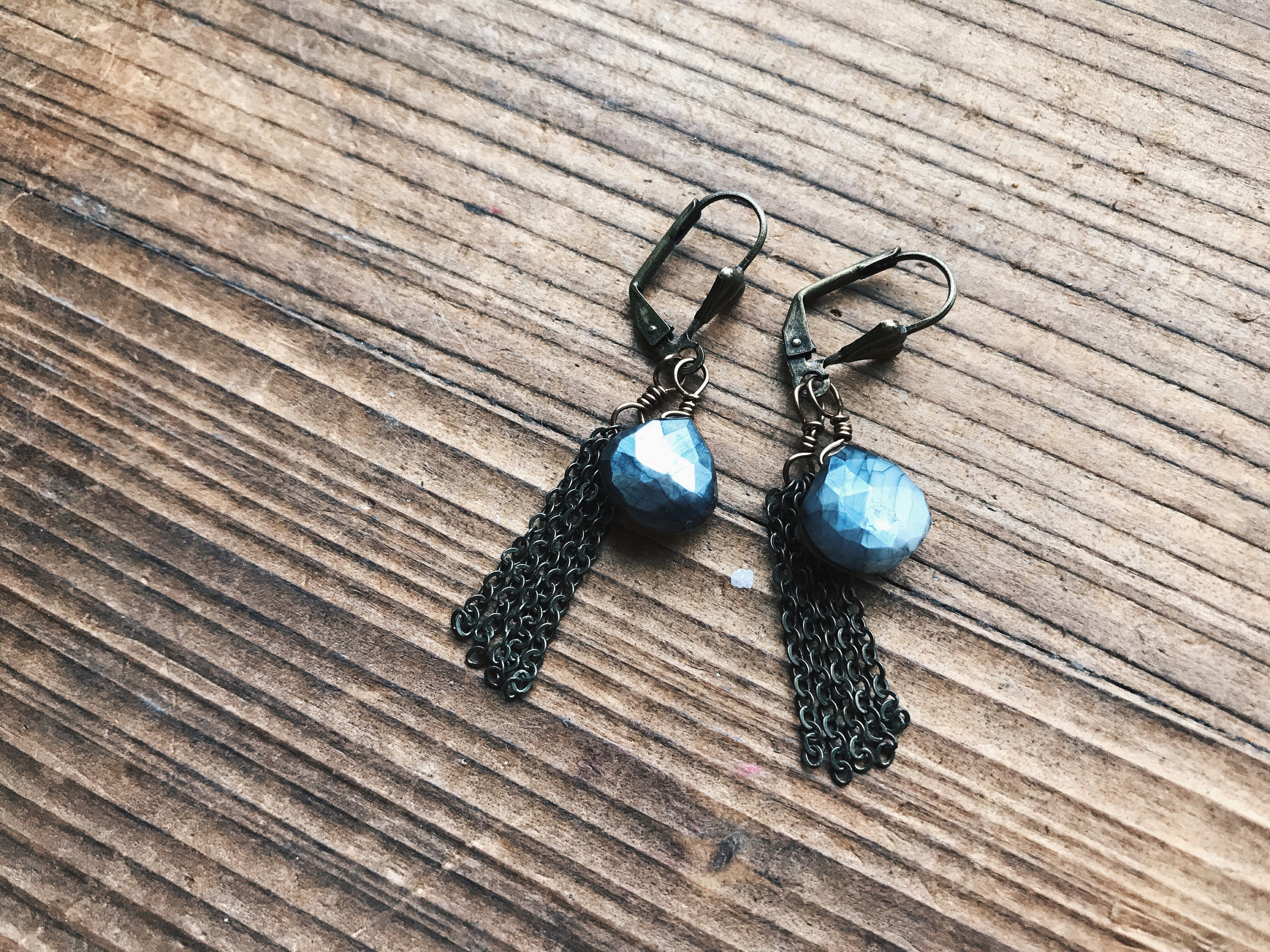 Brass Moonstone Plate Earrings