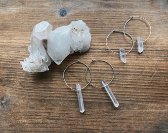 Gold Quartz Earrings //  Quartz Jewelry // Gold Gemstone Earrings // Crystal Jewelry // Quartz Crystal Earrings // Handmade in Indiana