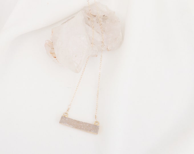Drusy Bar Necklace - Gold