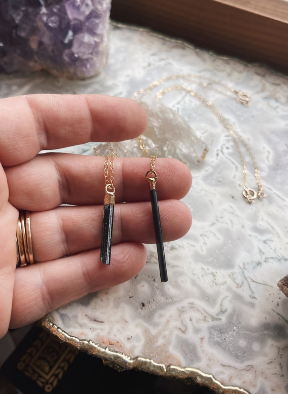 Raw Black Tourmaline Necklace // Tourmaline Crystal Necklace // Black Gemstone // Handmade Necklace by Salame Jewelry Designs // Tourmaline