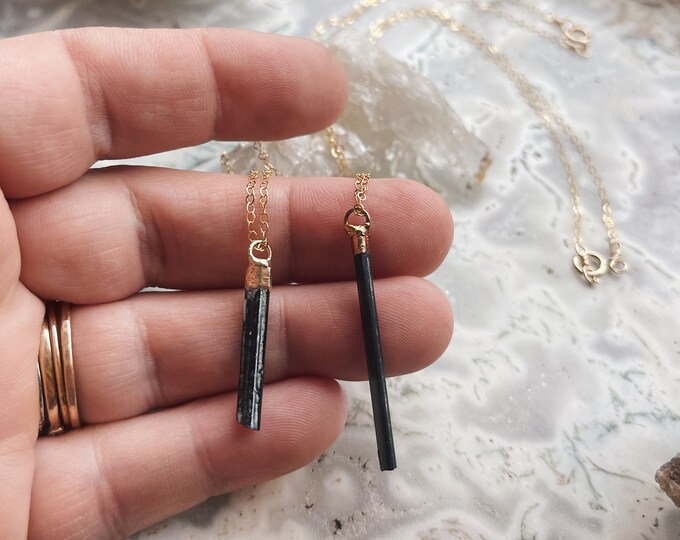 Raw Black Tourmaline Necklace // Tourmaline Crystal Necklace // Black Gemstone // Handmade Necklace by Salame Jewelry Designs // Tourmaline