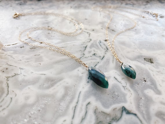 Emerald Gemstone Necklace // Gemstone Faceted Necklace //  by Rana Salame // Emerald Necklace // Emerald Gemstone Necklace // Crystals
