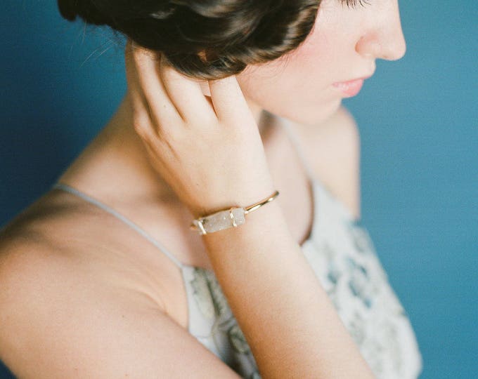 Gold Quartz Cuff // for small wrists  // Child Size // Quartz Bracelet / Quartz Cuff // Bridesmaid Gift  // Stackable Bracelet // child size