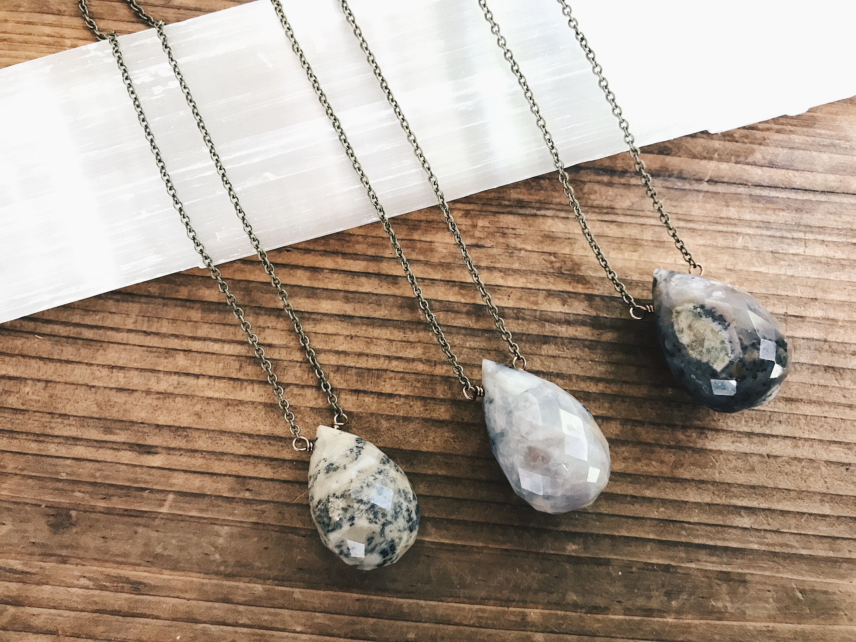 Dendritic Agate Necklace // Agate Necklace // Drusy Necklace // Agate