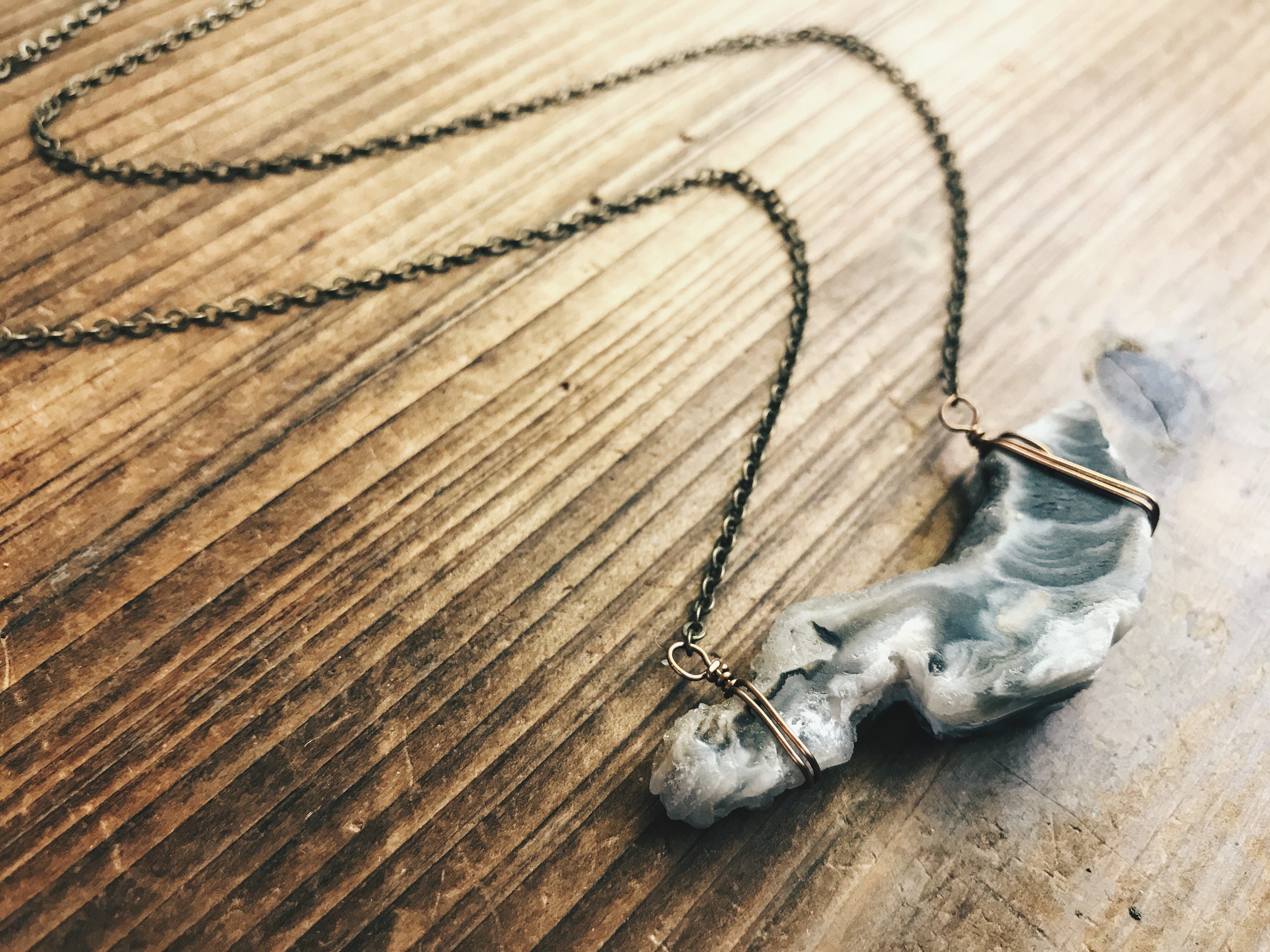 Horizontal Botswana Agate Necklace // Agate Necklace // Drusy Necklace