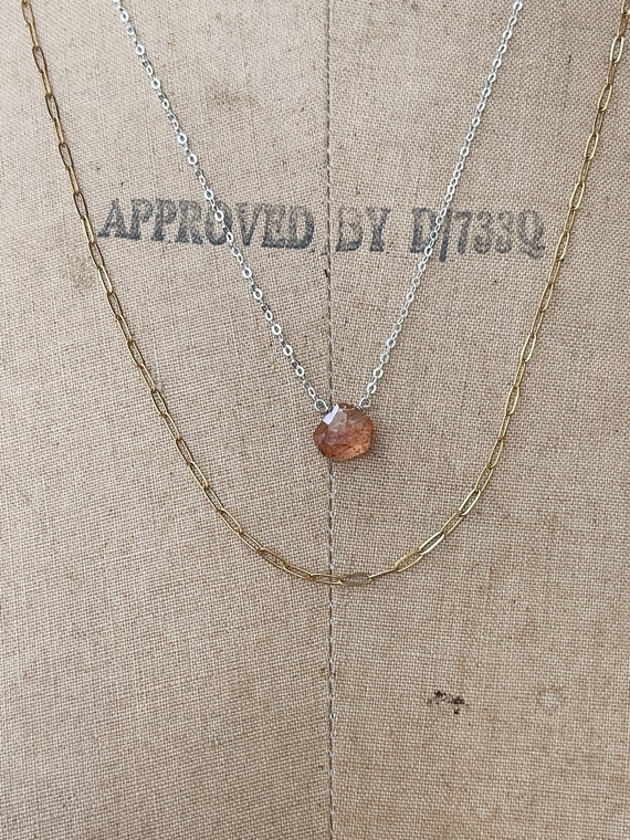 Sunstone Necklace // Full Moon Necklace // Inclusive Jewelry // Layering Necklace // Sunstone Jewelry // Gemstone Jewelry // Crystal Magic