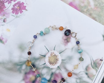 Mini Gemstone Rainbow Chain Bracelet: Colorful Beaded Jewelry