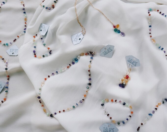 Mini Candy Rainbow Chain Bracelet // candy gemstones // rainbow Bracelet // colorful beads // rainbow jewelry