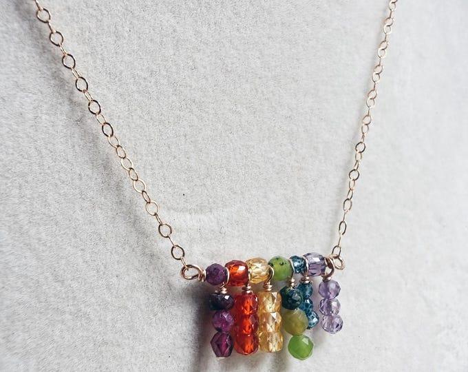 Rainbow Headpin Kinetic Necklace - 14k Gold Filled or Sterling Silver