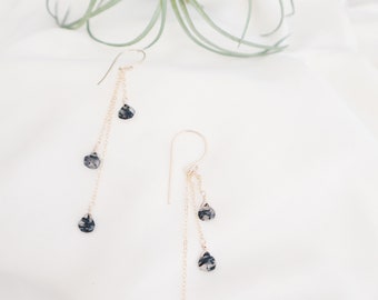 Shoulder Duster Earrings // grounded and grateful /Quartz Earrings // black Tourmalinated quartz Gemstone  // Crystal Jewelry // Handmade