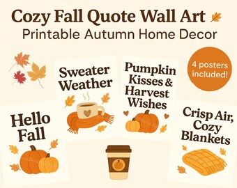 Impressions d'art confortable citation d'automne : décoration d'automne pour la maison (téléchargement numérique, lot JPG)