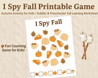 I Spy Fall Printable Game – Autumn Activity for Kids | Toddler & Preschooler Fall Learning Worksheet