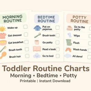 Toddler Routine Chart: Visual Morning, Bedtime, Potty Schedules (Digital Download)