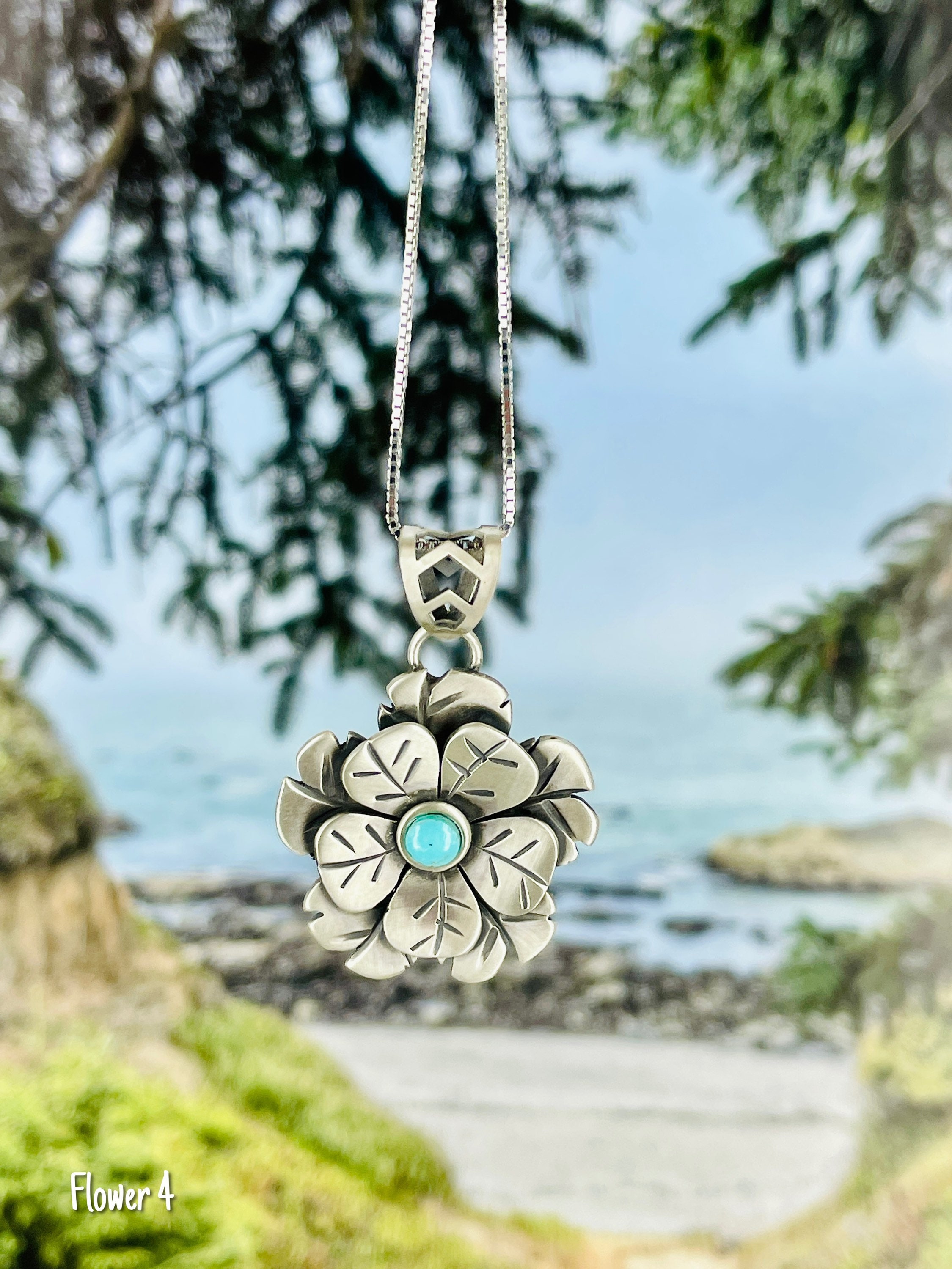 Flower Turquoise Necklace Etsy UK