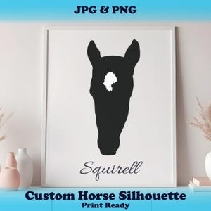 Custom Printable Horse Silhouette Wall Art From Photo Personalized Pet Memorial JPG PNG A3 4x5 3x4 Horse Lover Gift Digital Download