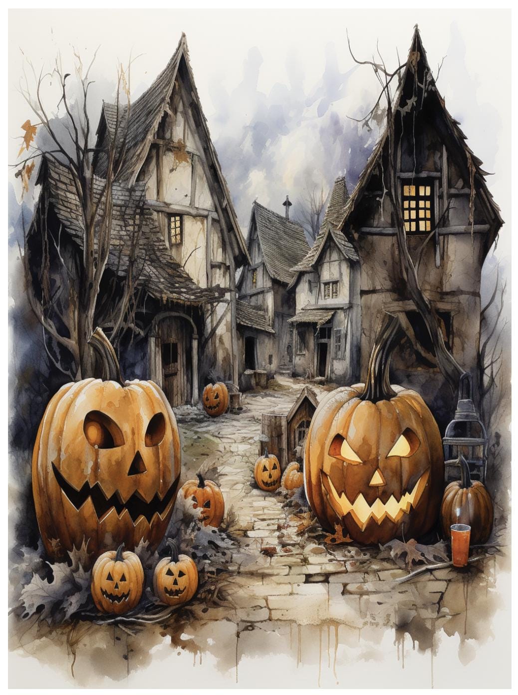 Lot De 10 Feuilles Papier à Découper A4 - Motif Sorcière Et Citrouille