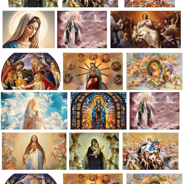 Papel de arroz A3 para decoupage. Papéis de arroz exclusivos com a Virgem Maria em técnica mista (faça você mesmo).