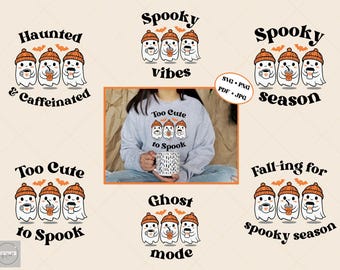 Paquete de imágenes prediseñadas de fantasmas / Halloween espeluznante PNG SVG (descarga digital)