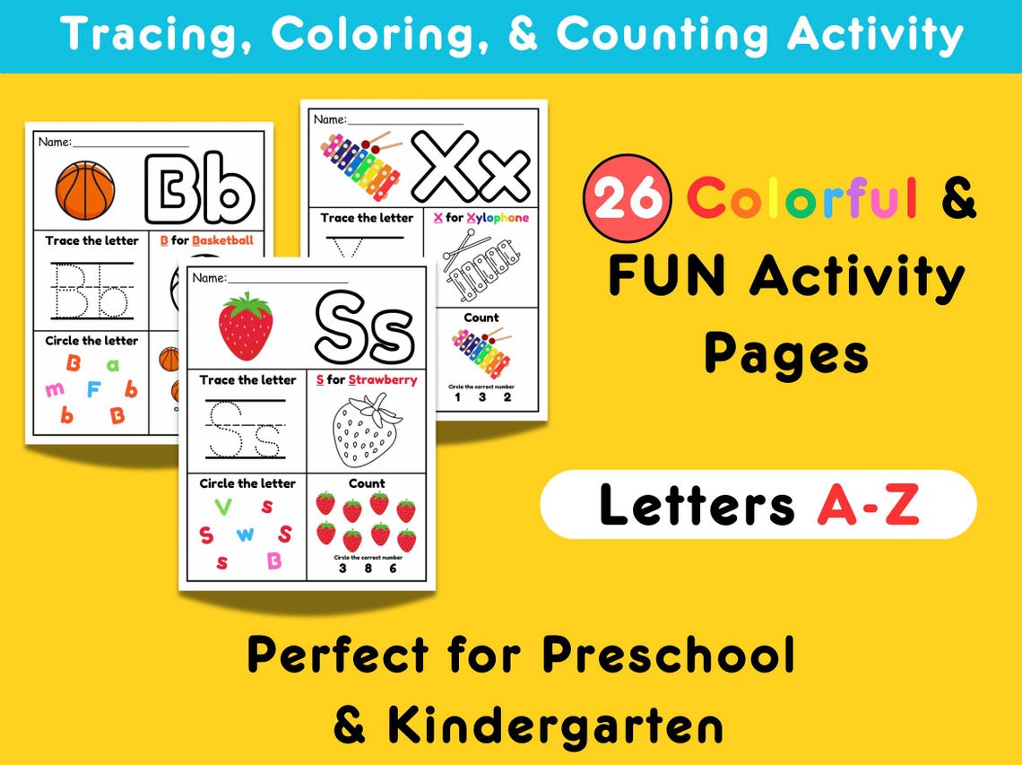 ABC Preschool Activity Pack: Alphabet Tracing, Coloring, and Counting ...