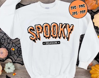 Temporada espeluznante SVG PNG / Halloween SVG Png / Diseño de camiseta de otoño Svg Png / Archivos Cricut / Diseño de sublimación de Halloween / Descarga digital /