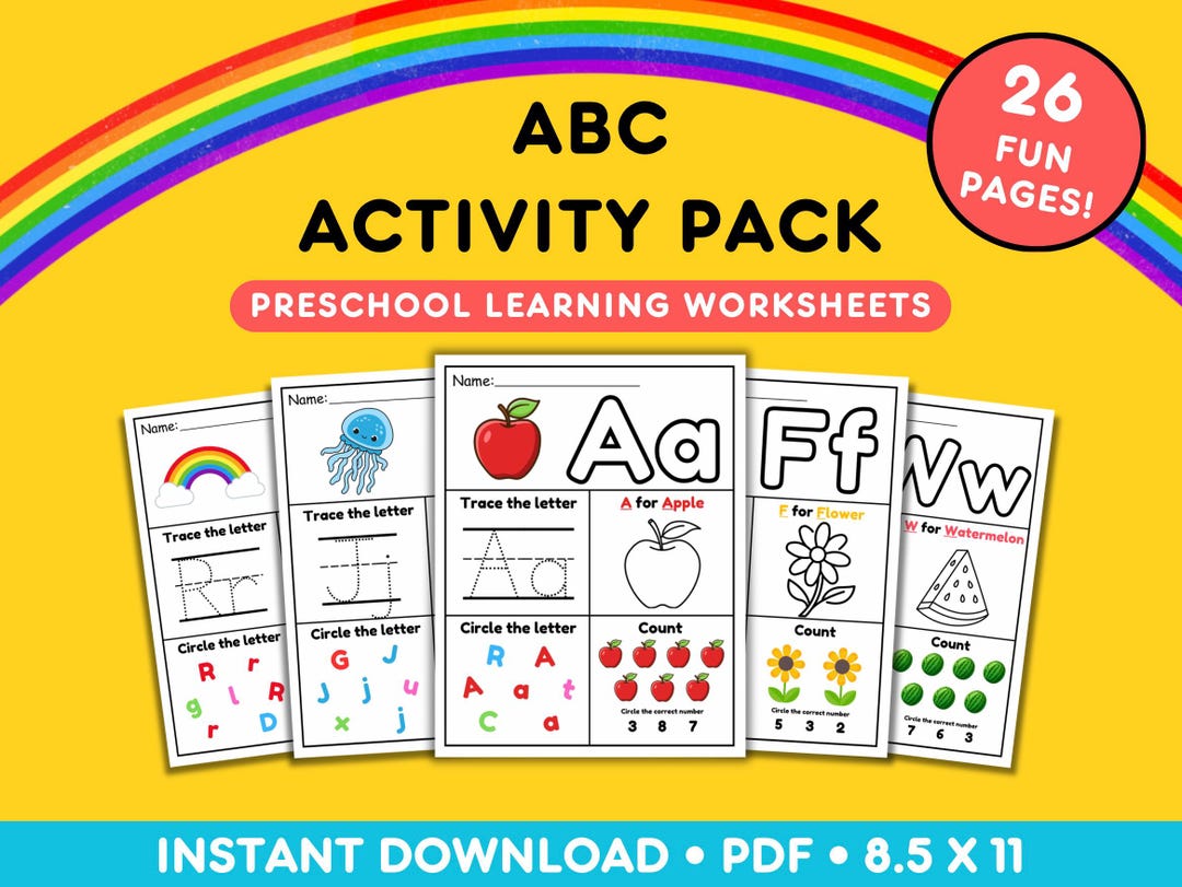 ABC Preschool Activity Pack: Alphabet Tracing, Coloring, and Counting ...
