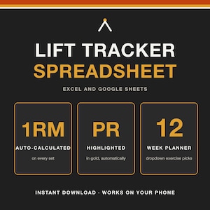 Lift Tracker Spreadsheet | Strength Training Log with PR Tracker | Excel & Google Sheets | Weekly Planner