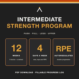 Intermediate Strength Program | 12-Week Push Pull Legs Training Plan | PDF Download