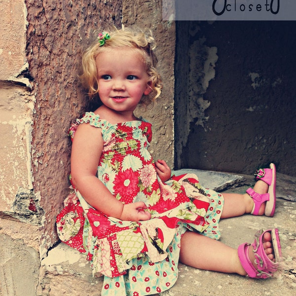 Girls Maxi Dress PDF 3 strap & hem options and a skirt size 12m-10 Instant Download, no waiting