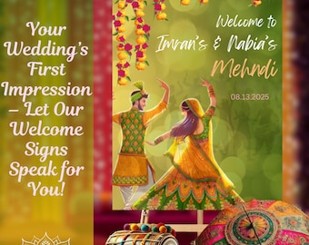 Panneau de bienvenue de l'événement sud-asiatique Mehndi et Dholki