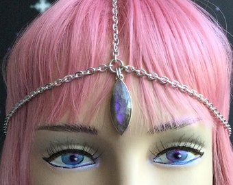 Purple Labradorite Head Chain, Circlet, Violet Flame Priestess Headchain