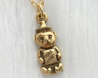 Honey Bear Bottle necklace, on long or short chain