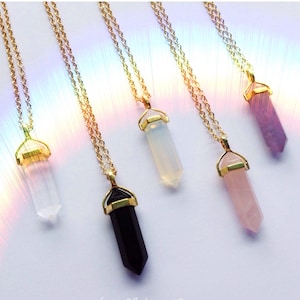 Gold Crystal Point Halskette: Edelstein Anhänger